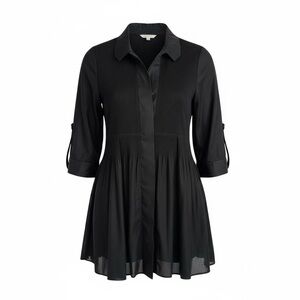 Lindi Button Front Pleated Tunic Blouse Semi Sheer size Small